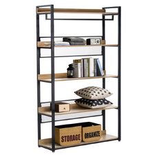 Etajeră cu 5 rafturi, stejar/negru, KILOS NEW TIP 3