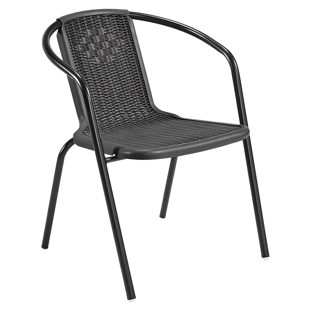 Scaun de grădină stivuibil, negru, oţel/plastic, FRENY