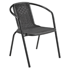 Scaun de grădină stivuibil, negru, oţel/plastic, FRENY