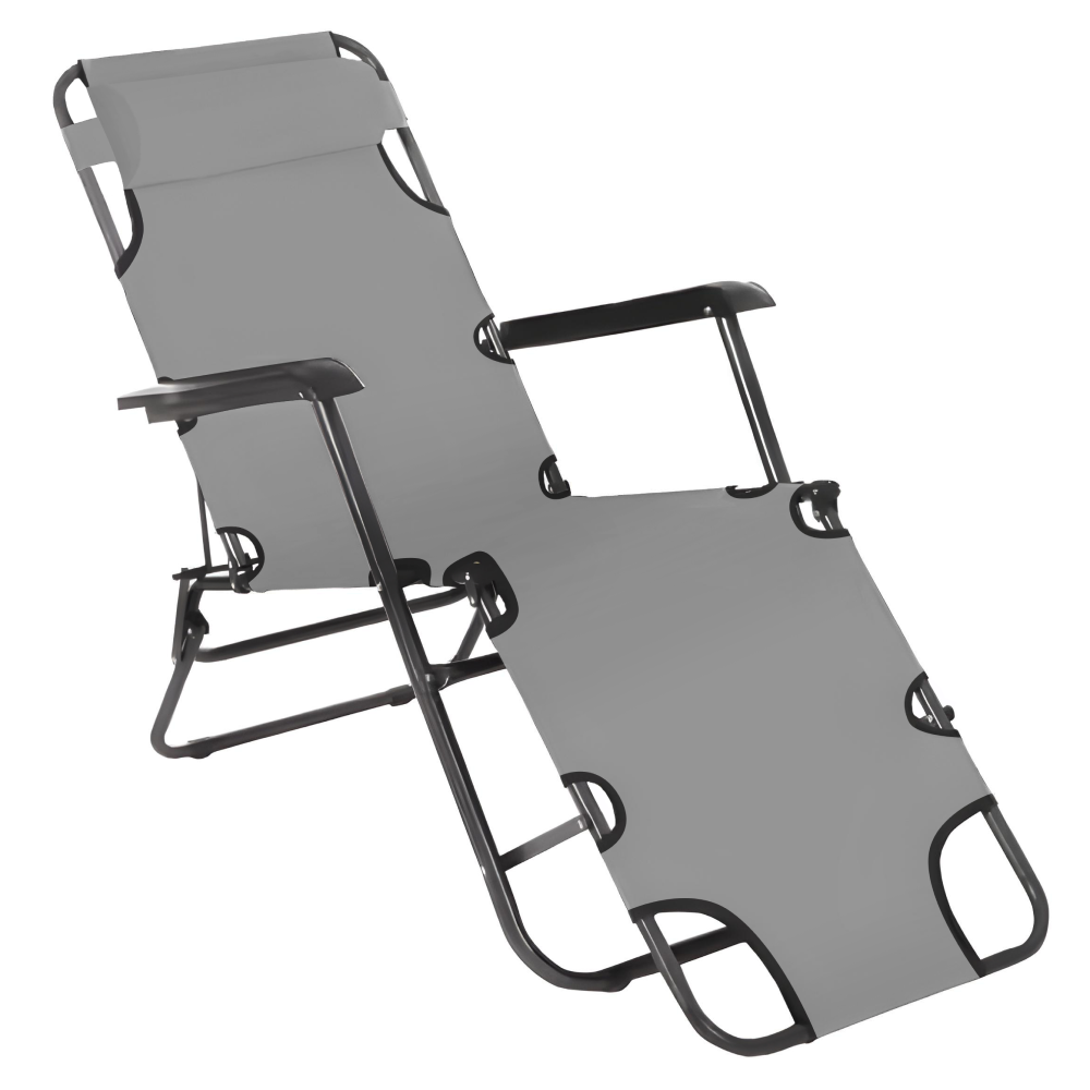 Scaun de grădină poziţionabil, gri, REGED