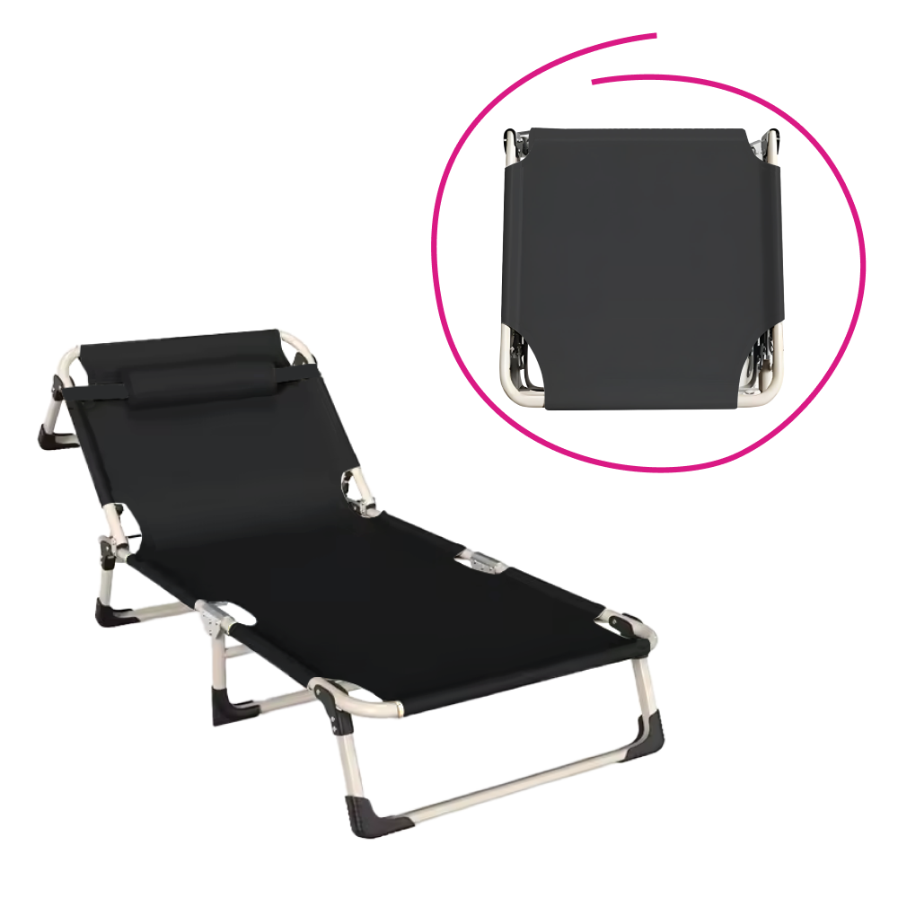 şezlong de grădină, negru/bej, BOVRY