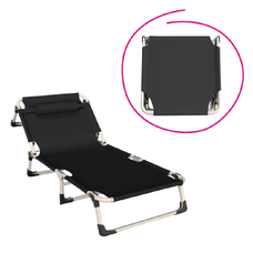 şezlong de grădină, negru/bej, BOVRY