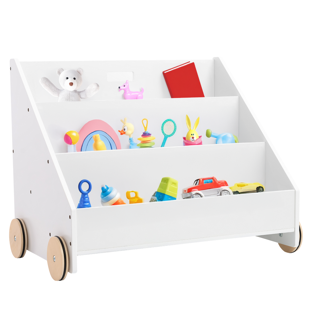 Bibliotecă pentru copii cu roţi, albă, BERUS
