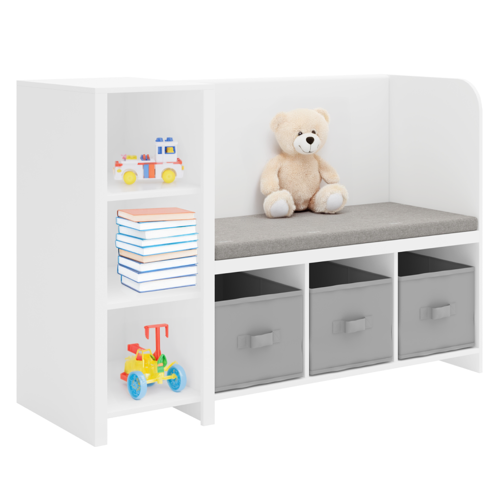 Raft cu bancă, alb/gri, BENKO