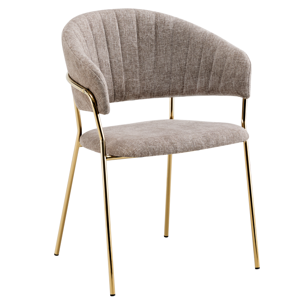 Fotoliu de sufragerie de design, textil maro/gold crom auriu, DASMIN TIP 1