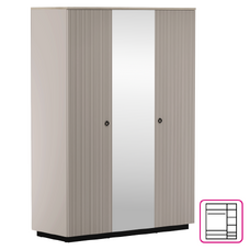 Dulap cu oglindă, gri-maroniu Taupe/stejar silverjack, DOMCA 3D