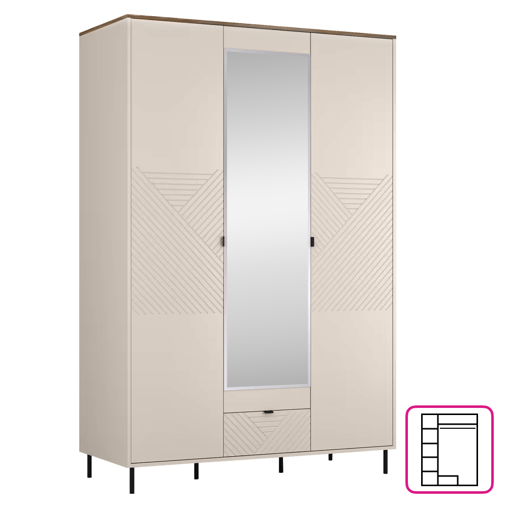 Comodă, caşmir/stejar castello, EYCO 3D1S