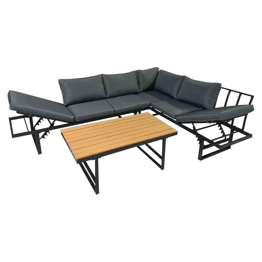 Set de grădină, negru/gri închis/natural, ILARIA
