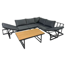 Set de grădină, negru/gri închis/natural, ILARIA