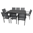 Set de grădină din 9 piese, gri/negru, aluminiu, KESIOS