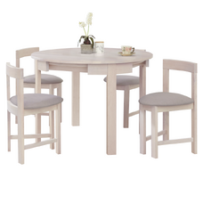 Set de sufragerie 1+4, lemn masiv, alb model lemn /gri-bej, DOMIO