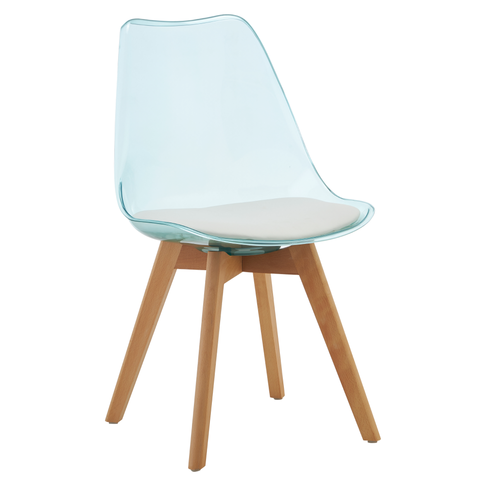 Scaun, verde transparent, acrilic/piele ecologică/fag, BALI 3 NEW