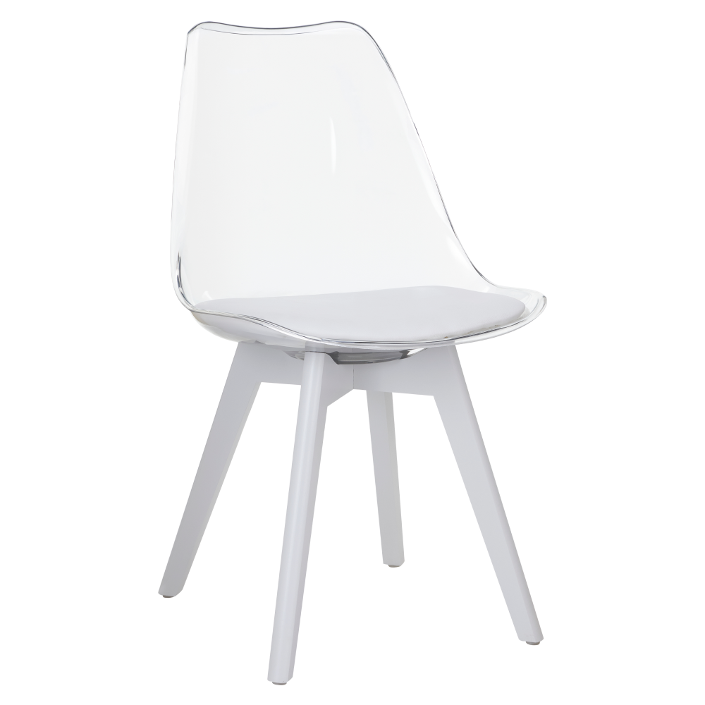 Scaun, transparent alb, acrilat/piele ecologică/alb, BALI 3 NEW