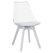 Scaun, transparent alb, acrilat/piele ecologică/alb, BALI 3 NEW