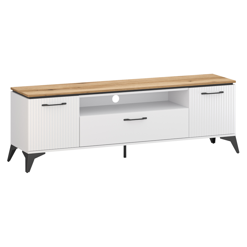 Măsuţă TV, alb/stejar evoke, VELIS 2D1S/170