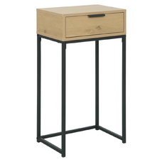 Masă cu consolă cu sertar, stejar/negru, LERTOS