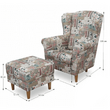 Fotoliu cu taburet, material textil în stilul patchwork Viorica 1, ASTRID