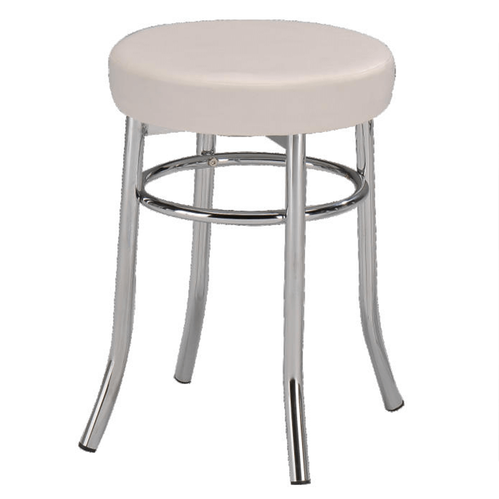 Taburet, piele ecologică albă/crom, IRENA