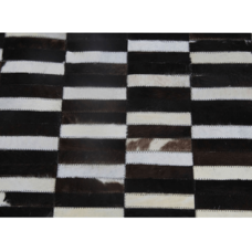 Covor de lux din piele, maro/negru/alb, patchwork, 120x180, PIELE DE VITĂ TIP 6
