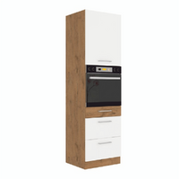 Dulap înalt pentru cuptorul încorporat, stejar Lancelot/alb extra lucios HG, VEGA 60 DPS-210 3S 1F