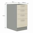 Cabinet inferior, crem  extra lucios/gri, PRADO 40 D 4S BB
