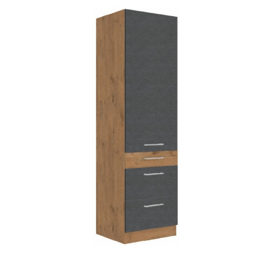 Dulap înalt, stejar lancelot/gri mat, VEGA 60 DKS-210 3S 1F