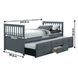 Pat cu un pat suplimentar, 90x200, gri,  AUSTIN NEW