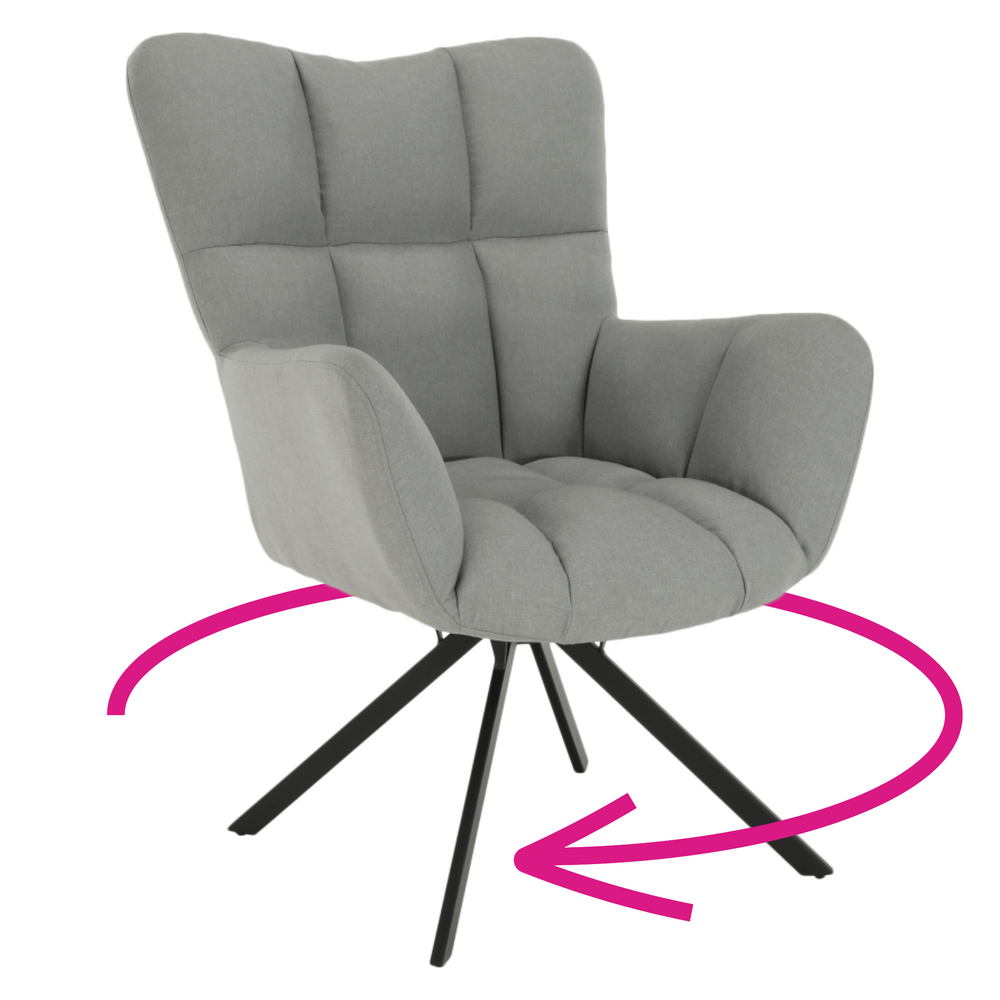 Fotoliu de design rotativ, gri/negru, KOMODO