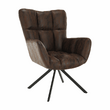 Fotoliu de design rotativ, maro ţesătură cu efect de piele întoarsă/negru, KOMODO