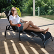 Şezlong de grădină reglabil, negru/gri, ATREO
