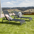 Şezlong de grădină reglabil, negru/gri, ATREO