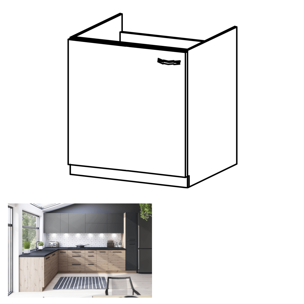 Dulap pt. chiuvetă, stejar artizanal, stânga, LANGEN D60Z