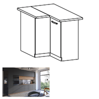 Dulap de colţ, stejar artizanal / gri mat, LANGEN D90N