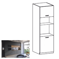 Dulap înalt, stejar artizanal / gri mat, LANGEN D60PM