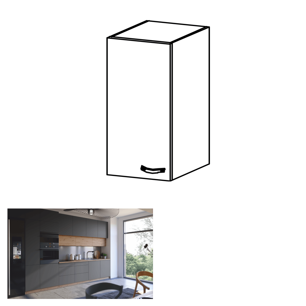 Dulap superior, stejar artizanal / gri mat, stânga, LANGEN G40G