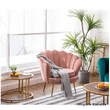 Fotoliu în stil Art-deco, catifea Velvet roz/crom auriu, NOBLIN