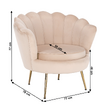 Fotoliu în stil Art-deco, catifea Velvet bej/crom auriu, NOBLIN