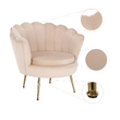 Fotoliu în stil Art-deco, catifea Velvet bej/crom auriu, NOBLIN