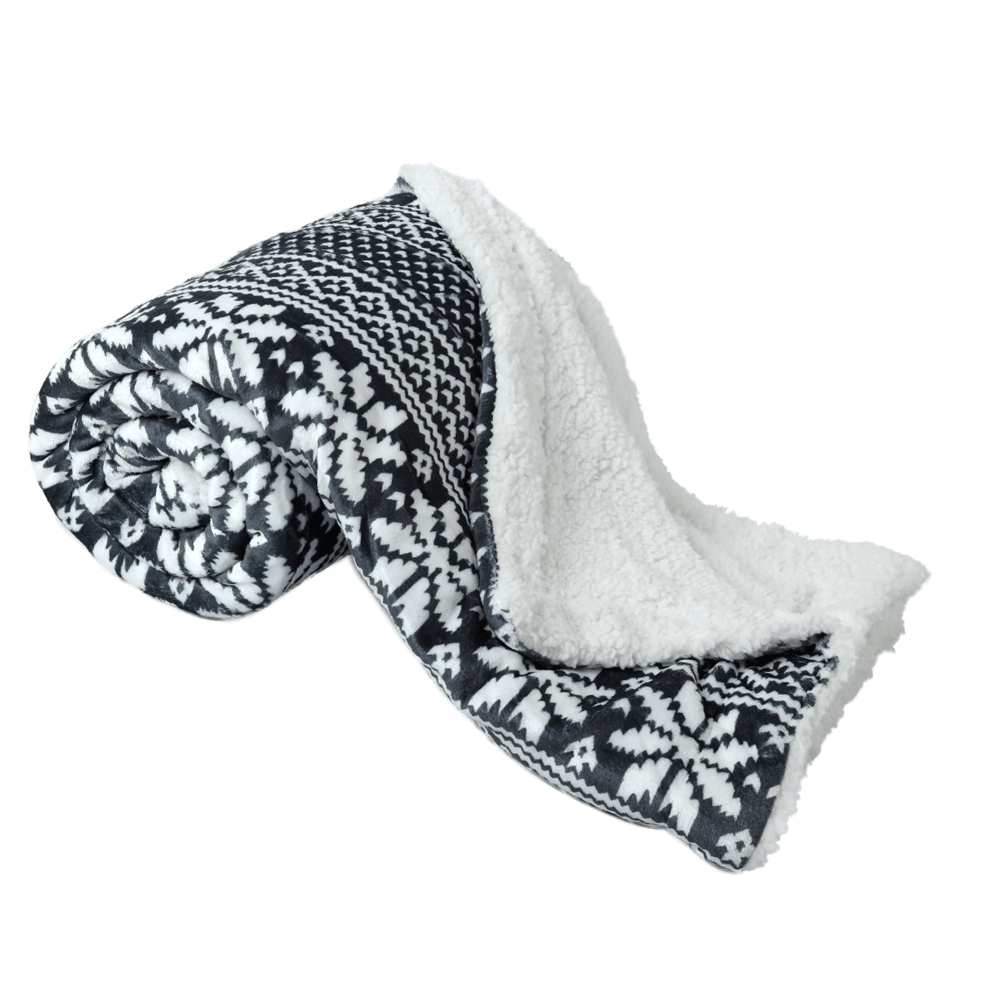 Pătură cu două feţe imitaţie miel, motiv iarnă, 150x200, MALENA