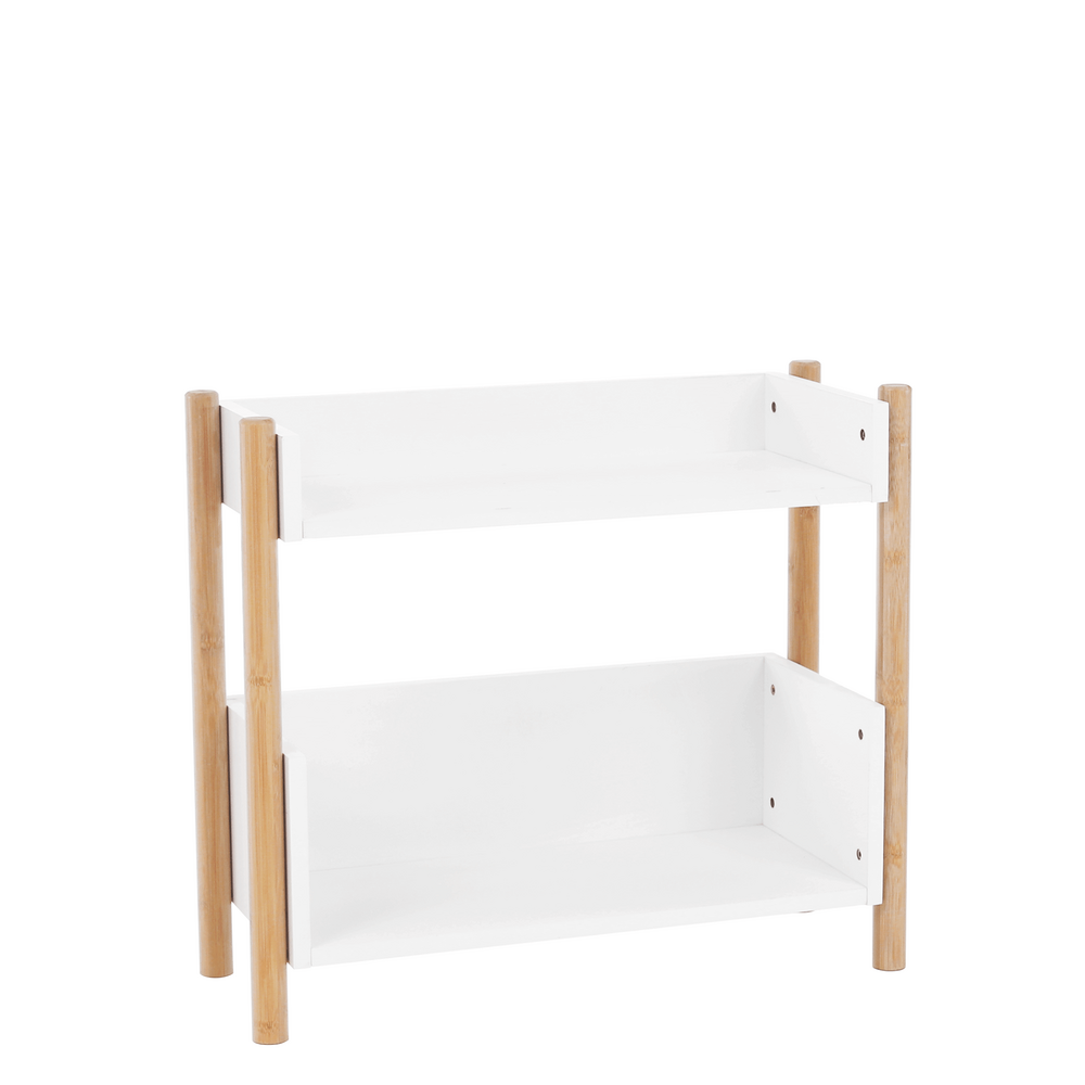 Etajeră cu 2 rafturi, bambus natural / alb, BALTIKA TYPE 1