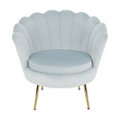Fotoliu în stil Art-deco, catifea Velvet gri-albastru/crom auriu, NOBLIN