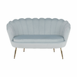 Bancă în stil Art-deco, catifea Velvet gri-albastru/crom auriu, NOBLIN