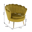 Fotoliu în stil Art-deco, catifea Velvet muştar/crom auriu, NOBLIN