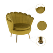 Fotoliu în stil Art-deco, catifea Velvet muştar/crom auriu, NOBLIN