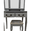 Masă de toaletă cu taburet, gri / argintiu, REGINA NEW