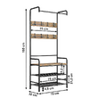 Raft pentru pantofi, lemn rustic şi metal negru / MDF, KELAM