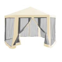 Pavilion cort pentru grădină, 3,9x2,5x3,9m, bej / negru, RINGE TIP 2 + 6 laturi