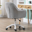 Scaun de birou, ţesătură gri / albă, SANTY