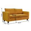Canapea complet tapiţată, 3 locuri, ţesătură muştar, LUANA