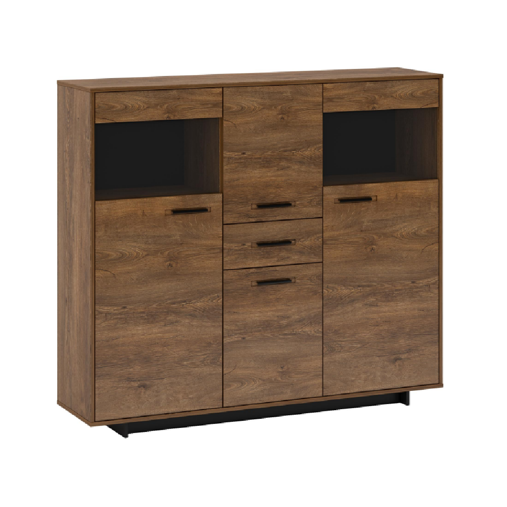 Comodă, stejar bolzano / negru, DELIS K